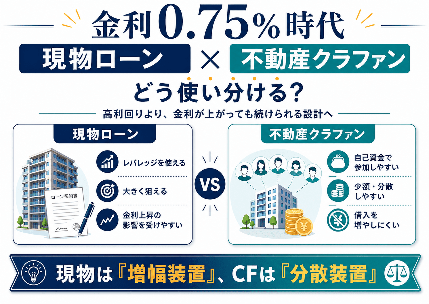 不動産現物とクラファンの使い分け