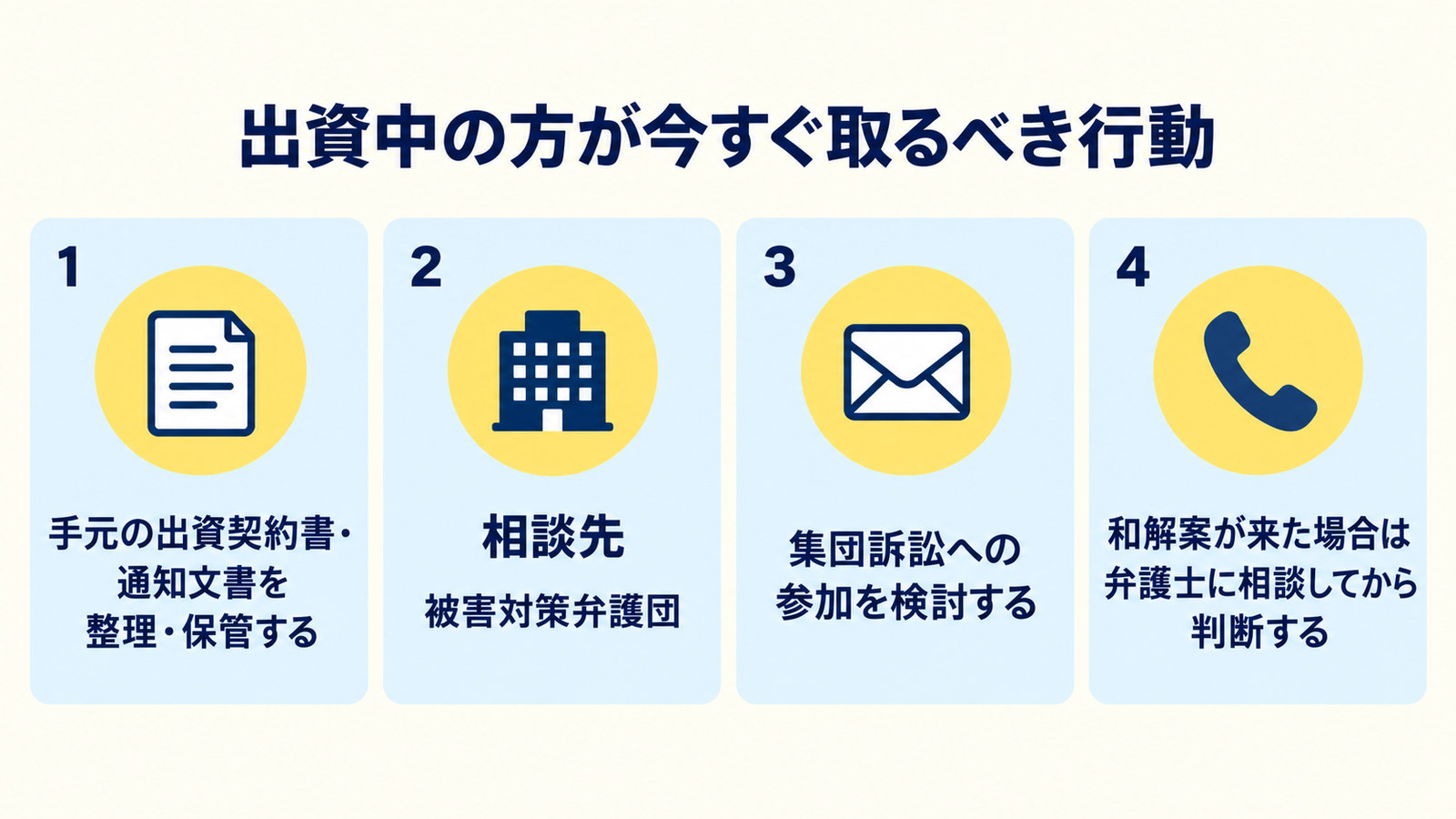 出資中の方が今すぐ取るべき行動4つ