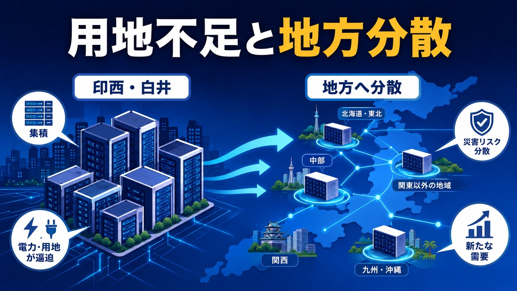 用地不足と地方分散