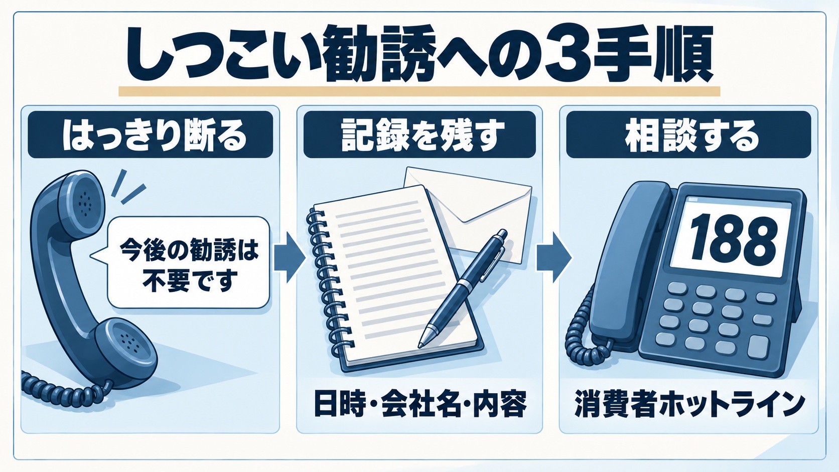 しつこい勧誘への3手順