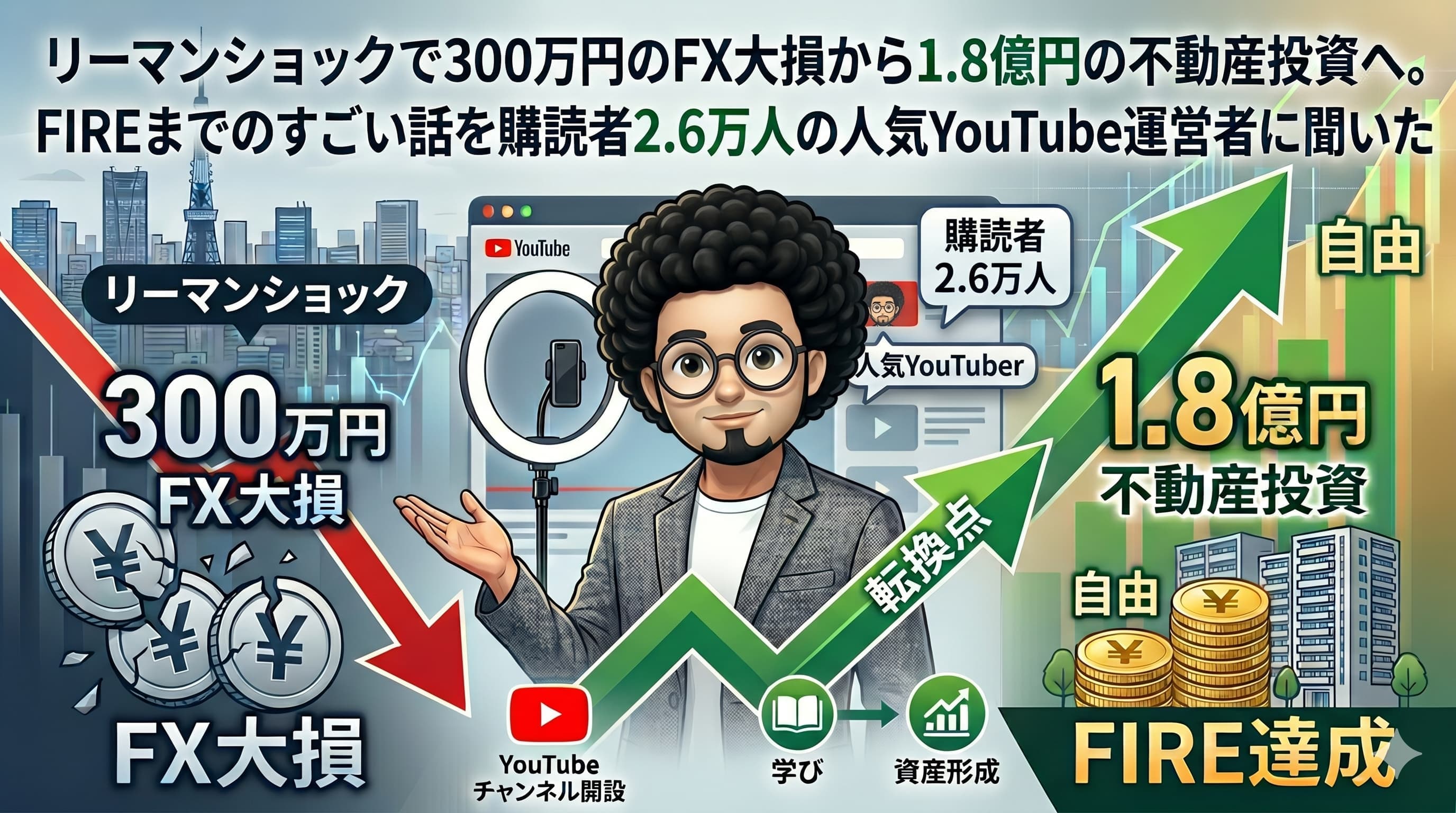 リーマンショックで300万円のFX大損から1.8億円の不動産投資へ。FIREまでのすごい話を聞いた