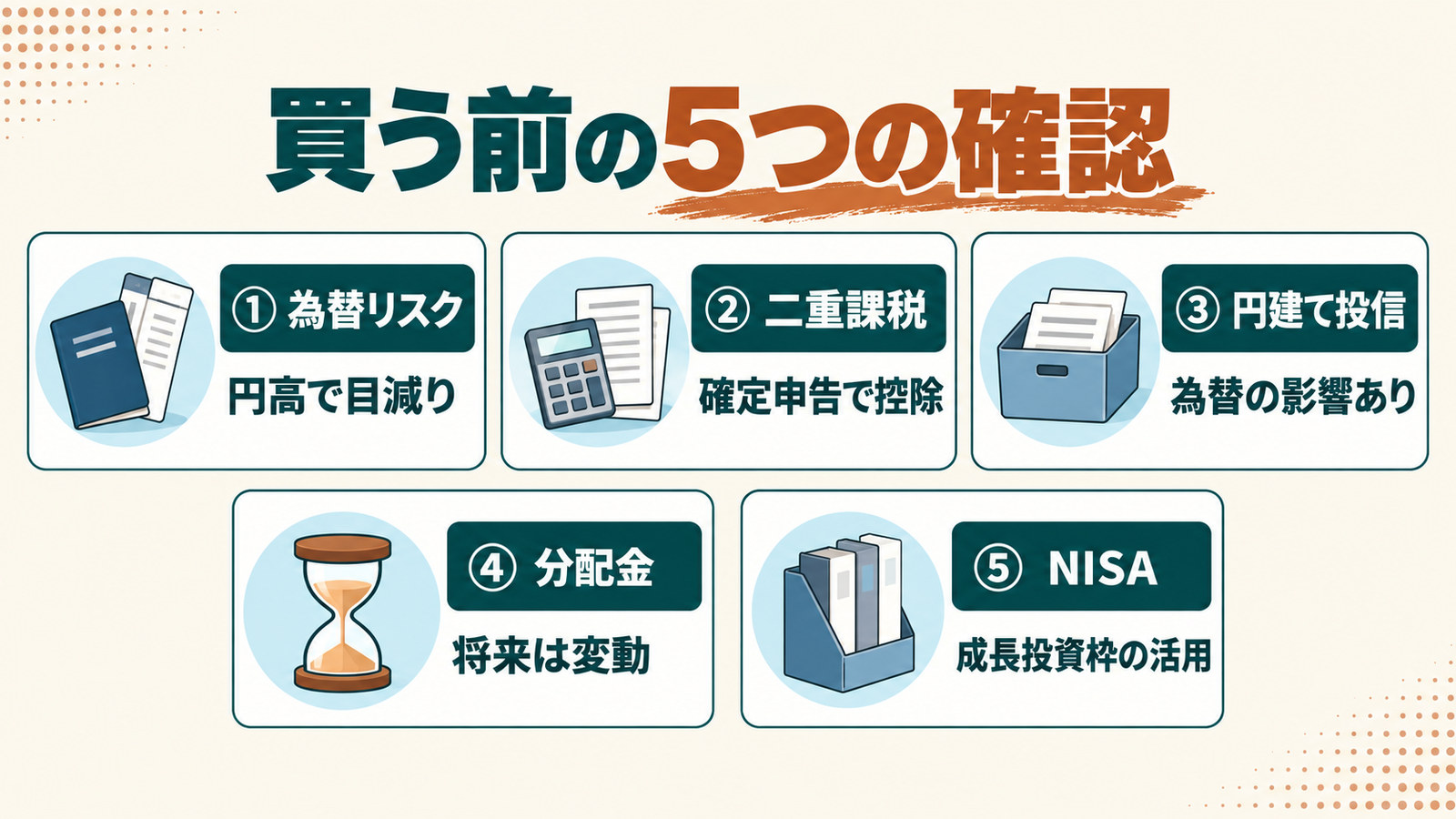 SCHDを買う前に確認する5項目。為替・二重課税・円建て投信・分配金・NISA