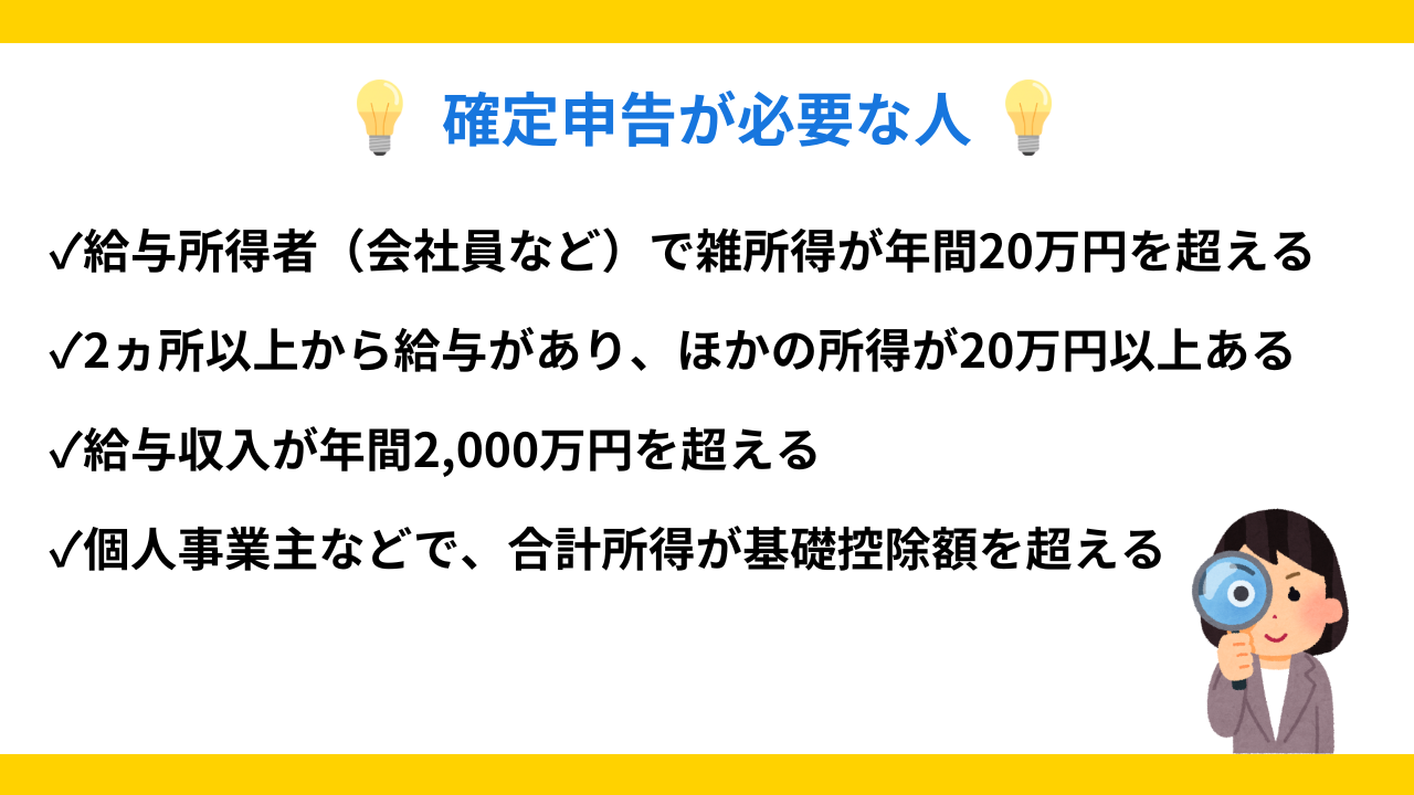 確定申告が必要な人