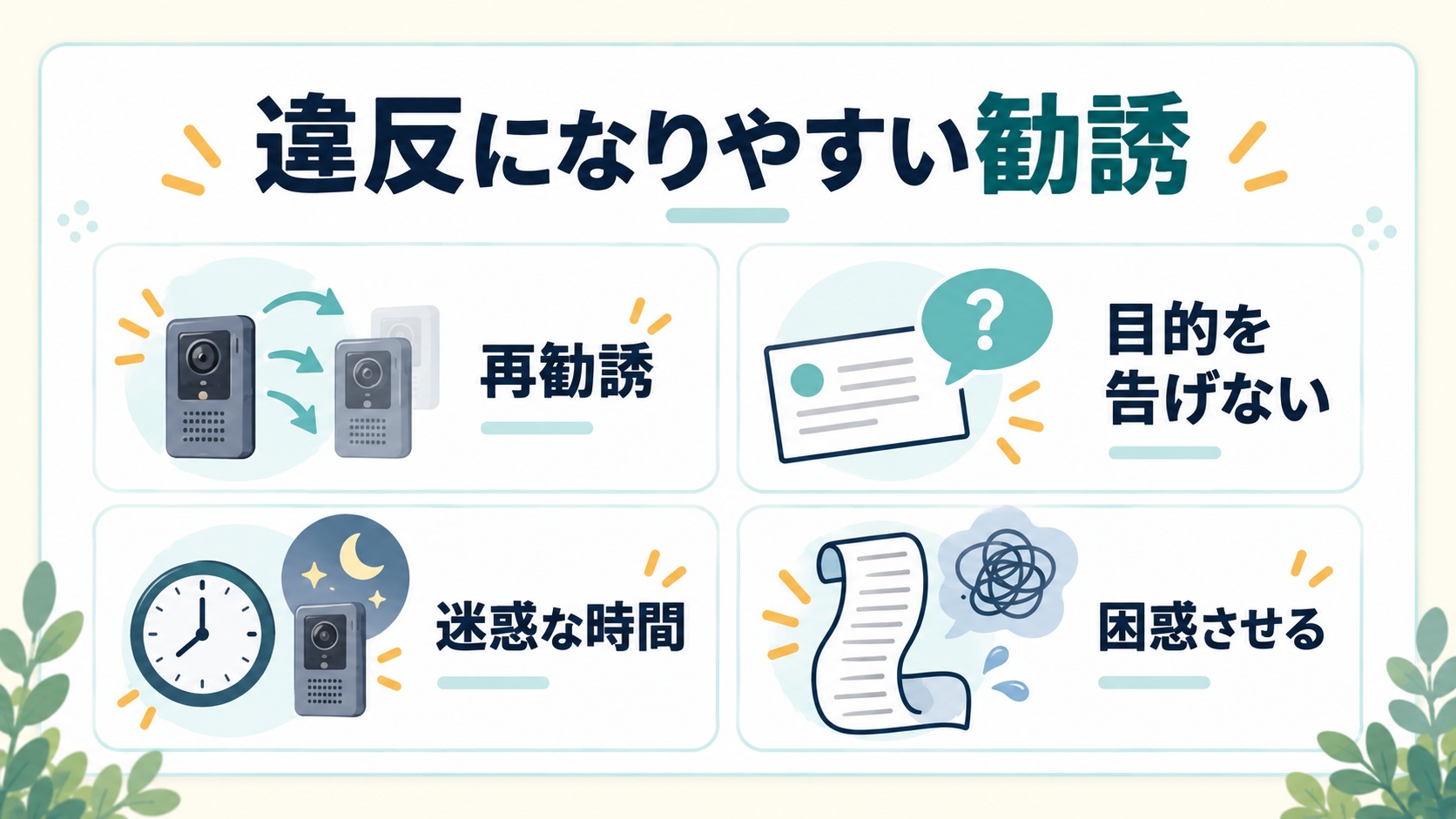 違反になりやすい勧誘