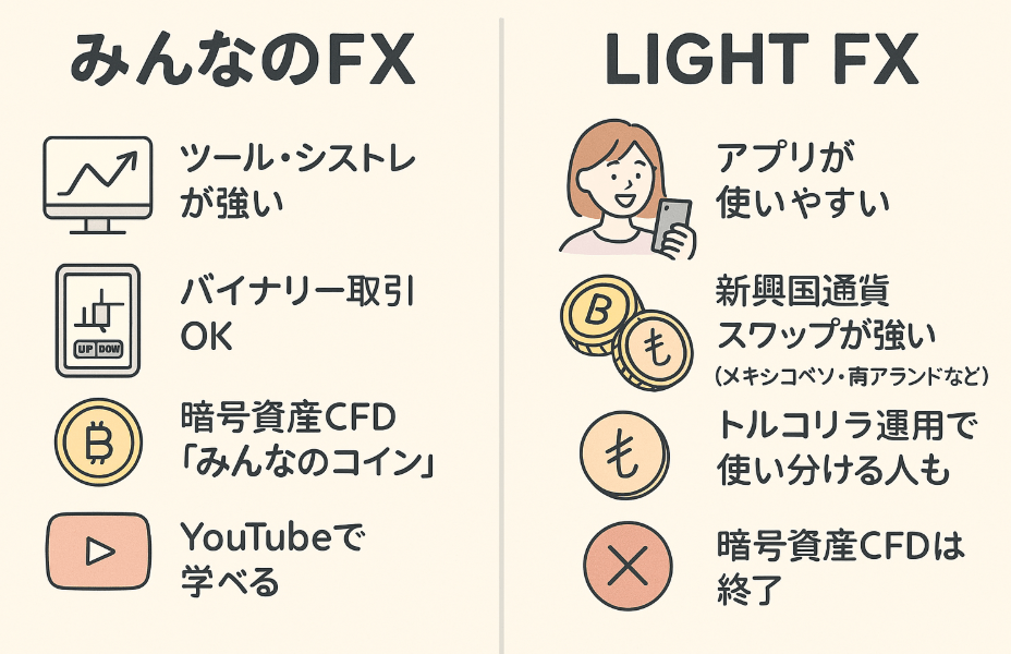 みんなのfxとライトfxの違い
