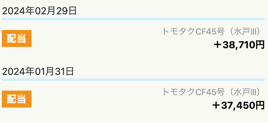 トモタクでの毎月分配金