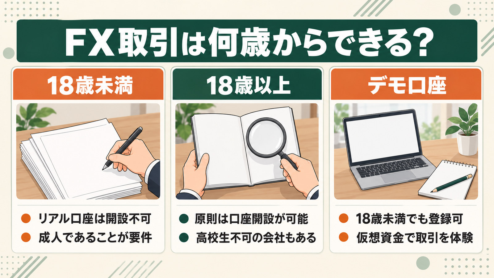 年齢別にFX口座の可否を示した図