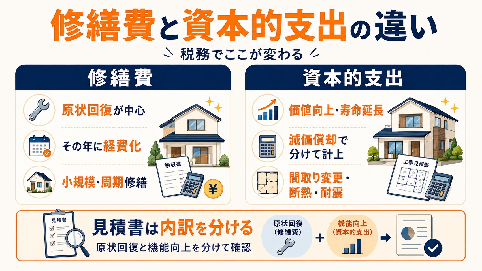 修繕費と資本的支出の違い