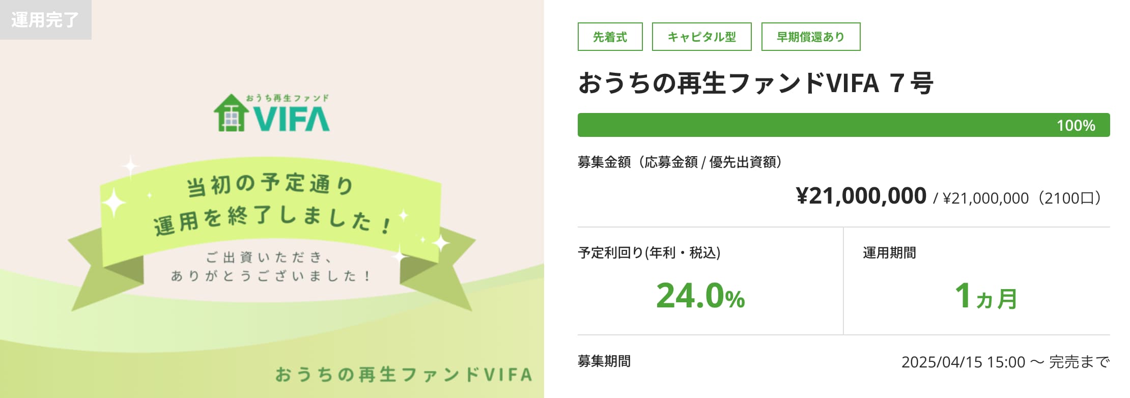 おうちの再生ファンドVIFA